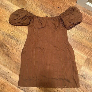 Line and Dot Burnt Orange Cottagecore Dress D1